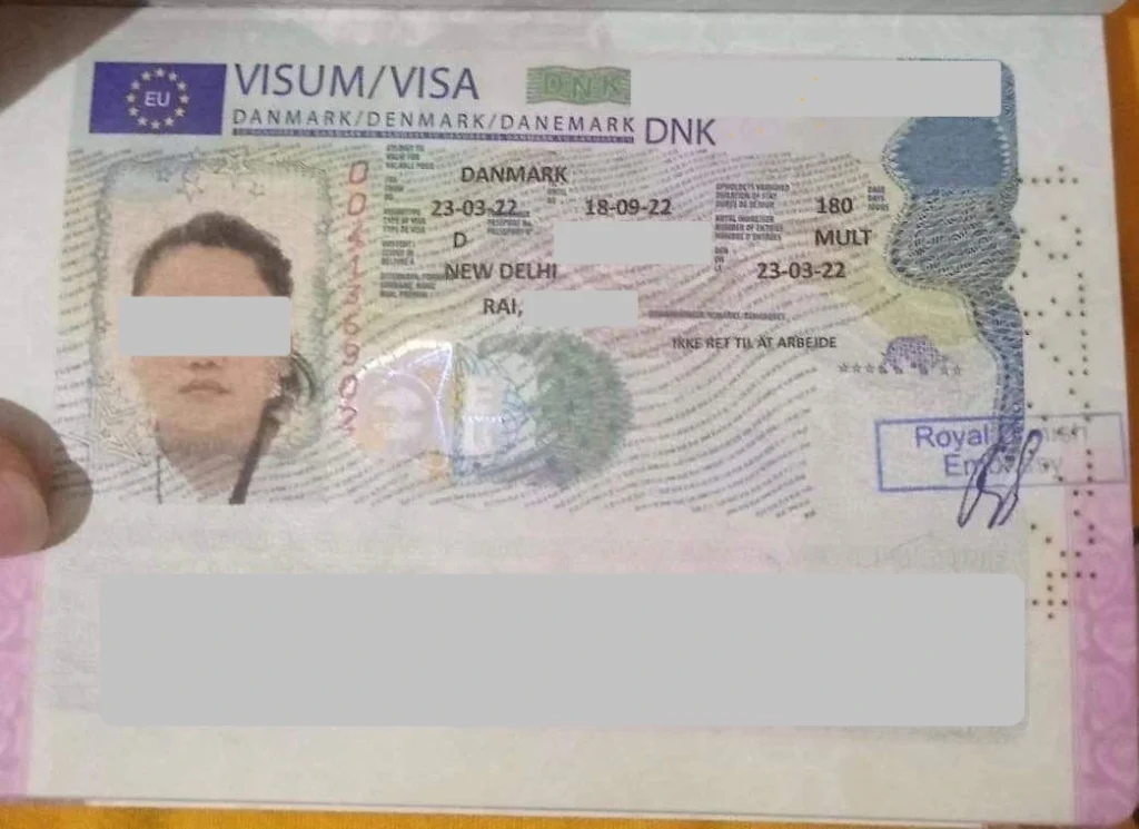 Au Pair Danmark visa sample 