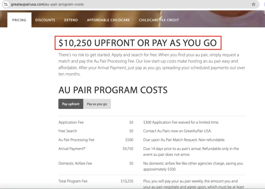 Greataupairusa J1 Agency fee