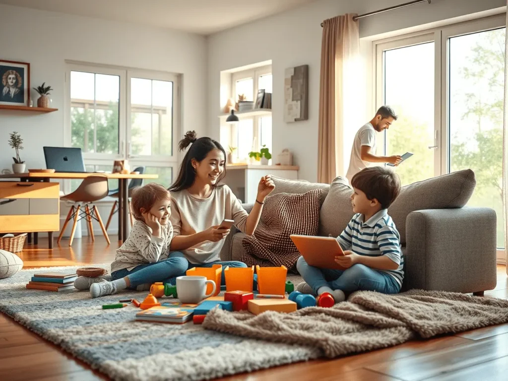 Au Pair playing indoor with children
